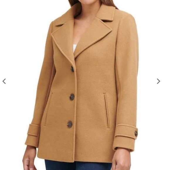 Kristen Blake Jackets & Blazers - Kristen Blake Lambswool Cashmere Pea Coat Large Tan